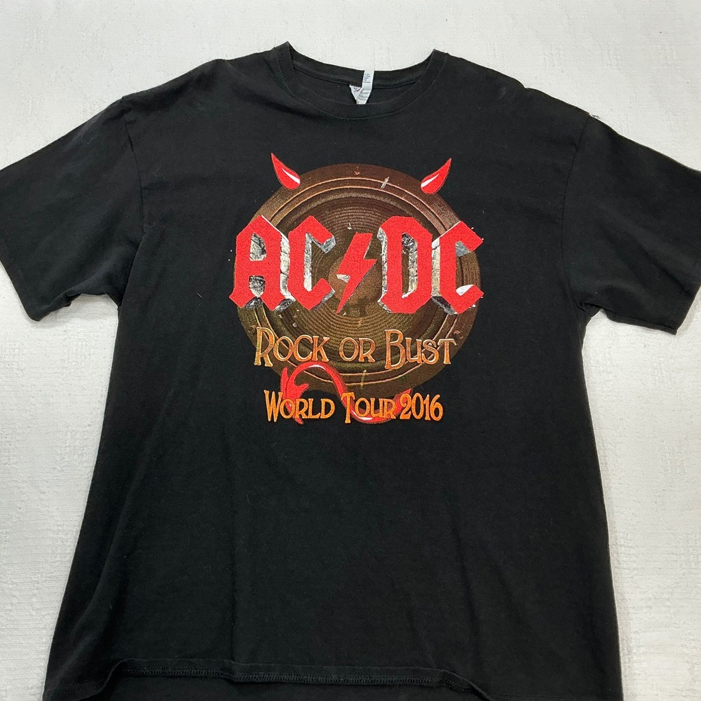 AC/DC Rock or Bust World Tour 2016 Graphic T-Shirt Mens XL Black‎ Delta Magnum